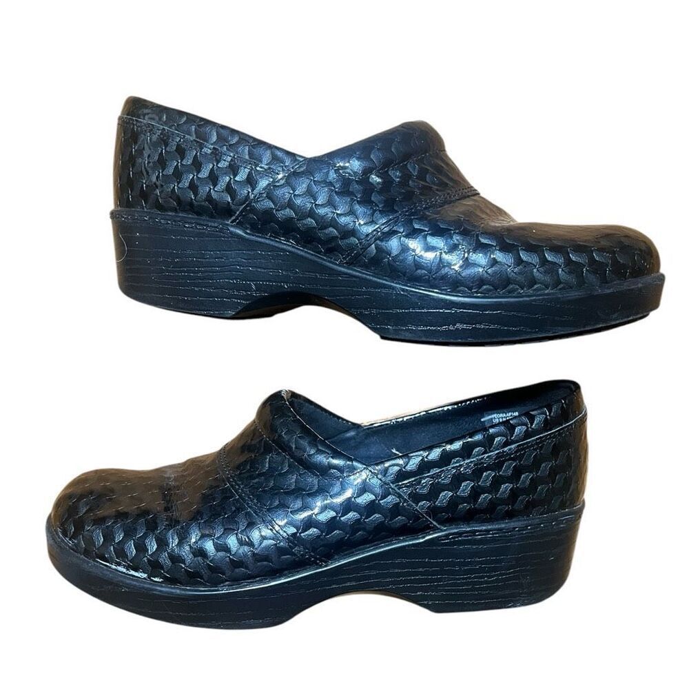 Abeo Bio Slip Resistant Black Pattern Professional Comfort Clogs Sz 8.5 Preowned